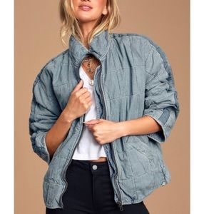Free people dolman quilted denim jacket